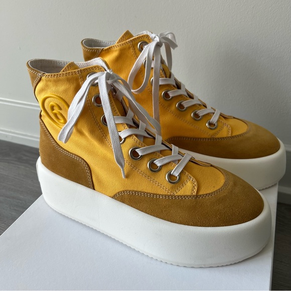 Maison Margiela MM6 high top yellow canvas sneakers - Picture 6 of 9